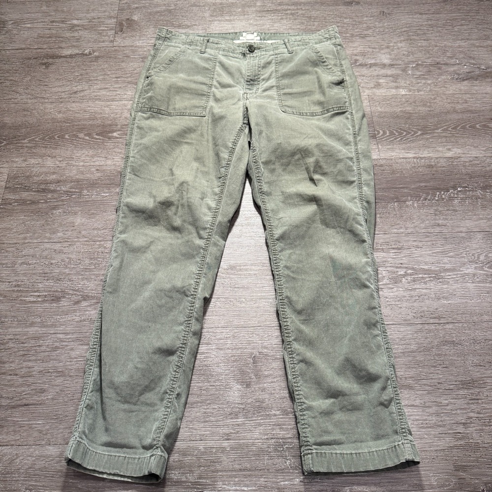 LL‎ Bean Pants Womens 14 Green Chinos Military Cotton Rayon Blend 36x29 Utility